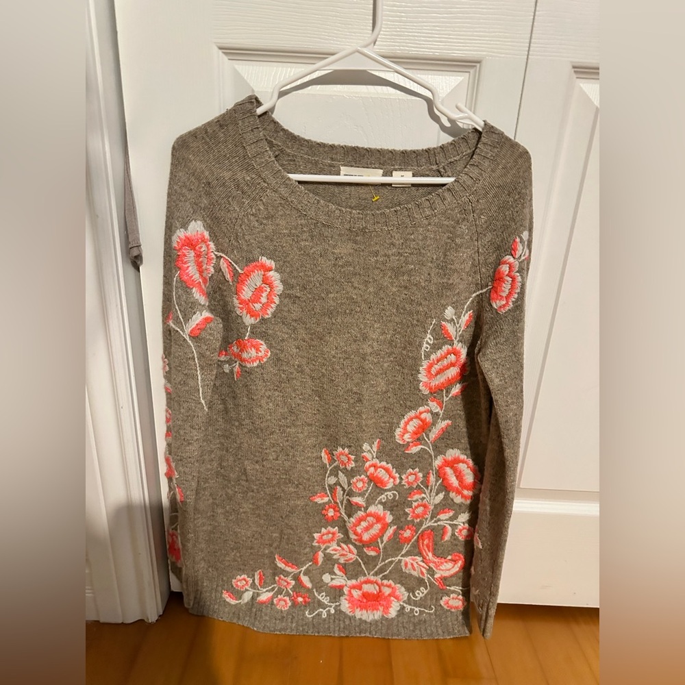 Anthropologie Sleeping On Snow Embroidered Ranunculus Tunic Sweater - Picture 6 of 6